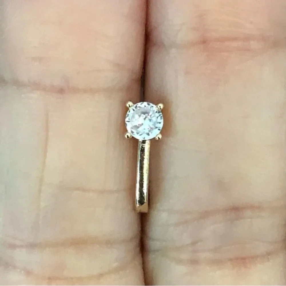 3 for $25/ Gold Solitaire Diamond Non-Perforated UShape Nose Septum Ring Hoop